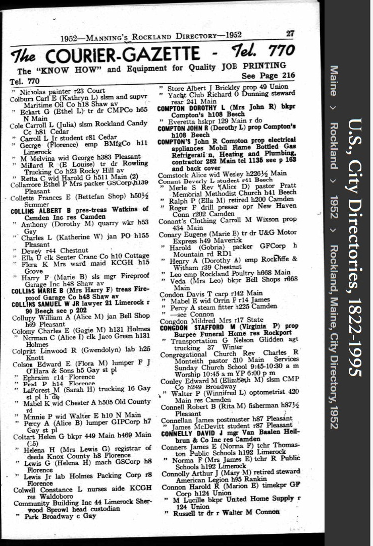 James Mcdevitt "Jimmy" Connellan--U.S., City Directories, 1822-1995(1952)
