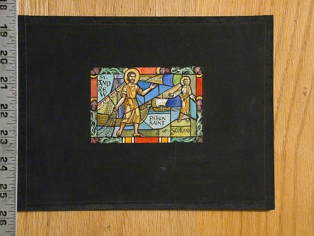 [Design drawing for stained glass window showing St....