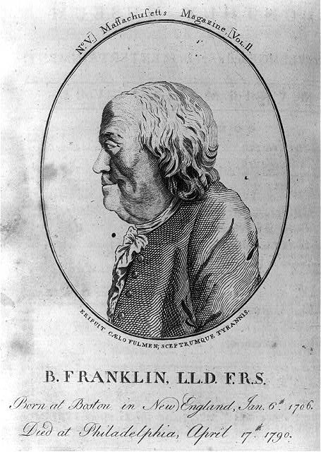 B. Franklin, L.L.D. F.R.S. - born at Boston in New...