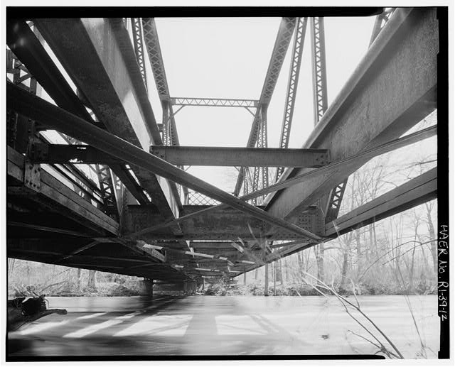 12. VIEW EAST, SHOWING SUBSTRUCTURE OF RAILROAD RIVER...