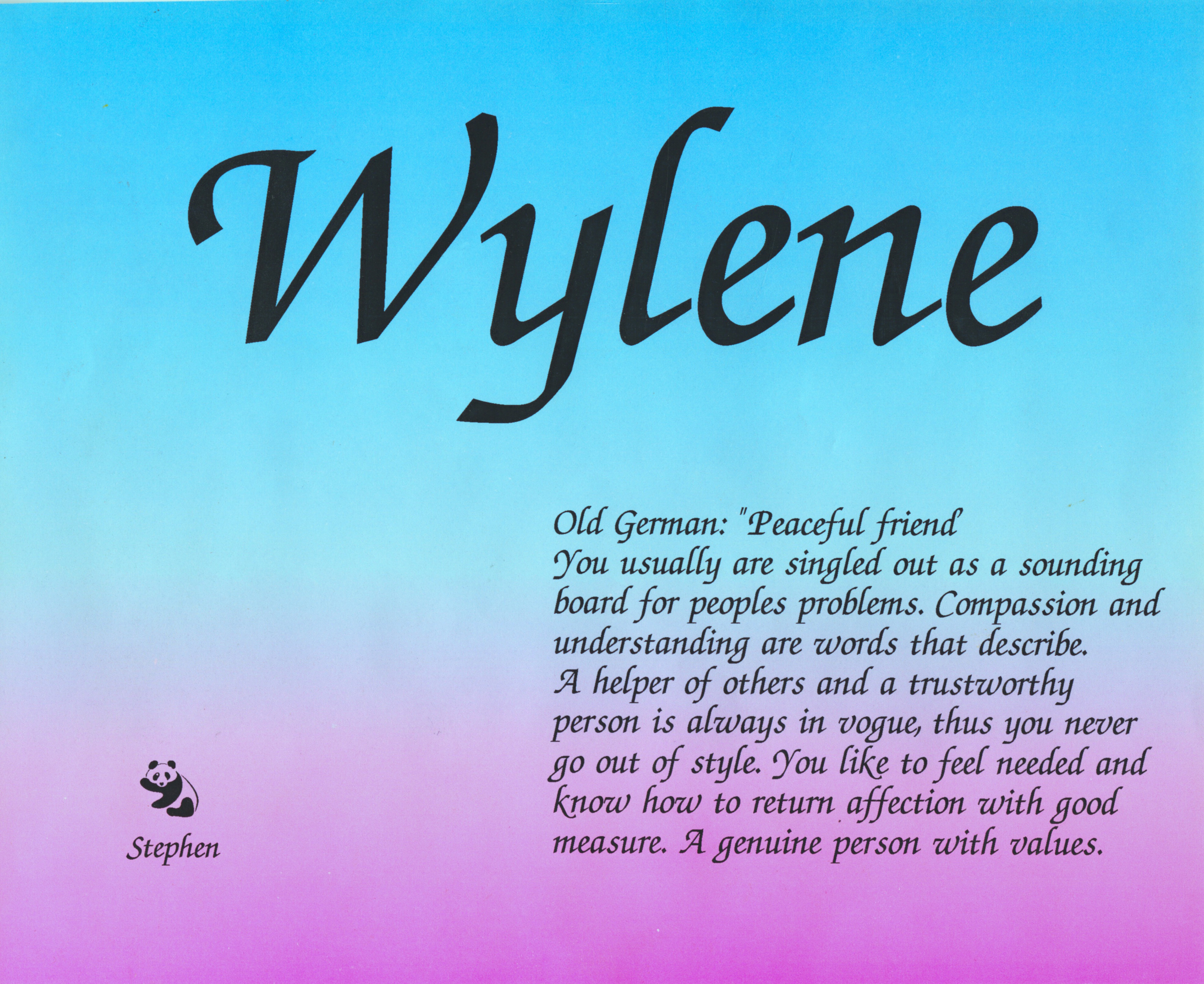 Wylene Fotheringham dedication