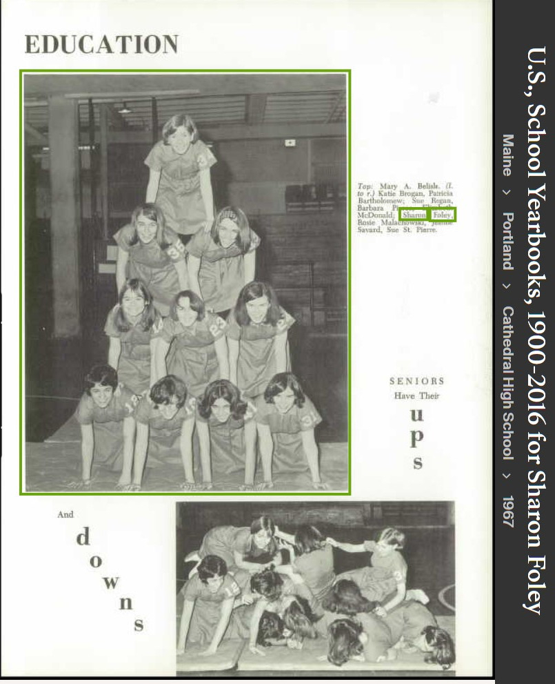 Sharon Lee Foley-McCarthy--U.S., School Yearbooks, 1900-2016(1967)Cheerleading
