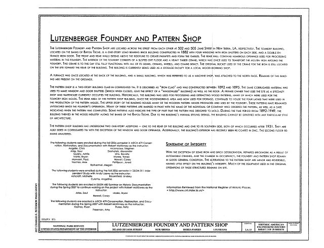 Statement of Significance - Lutzenberger Foundry and...