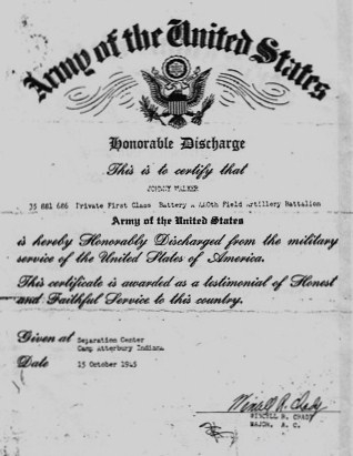 John Walker's Honorable Discharge