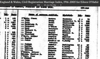 Eileen "Eily" (Hehir) Bryant --England & Wales, Civil Registration Marriage Index, 1916-2005(1916)a