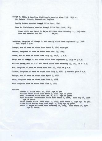 Birthdays & some deaths of the Joseph Tickle Ellis family