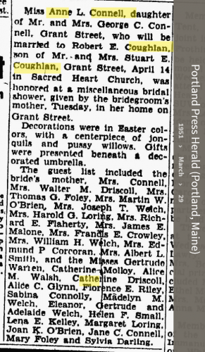 Anne Louise Connell-Coughlan--Portland Press Herald (Portland, Maine)(29 mar 1951)