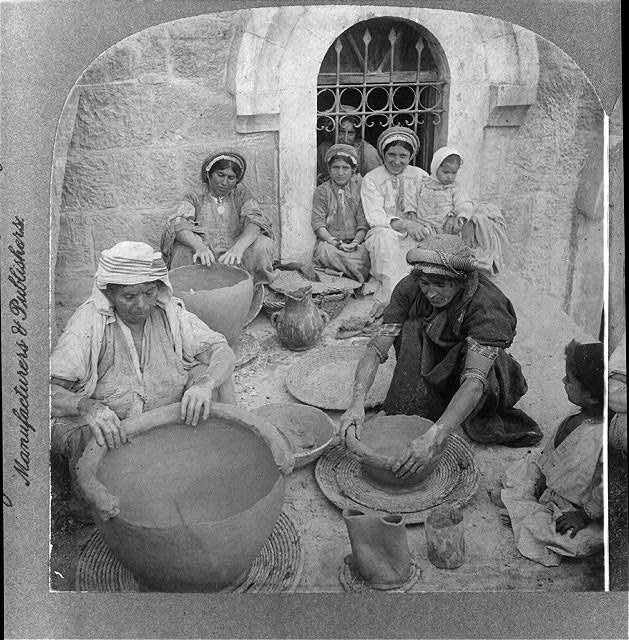 [Women] making clay jars, Ramallah, Palestine