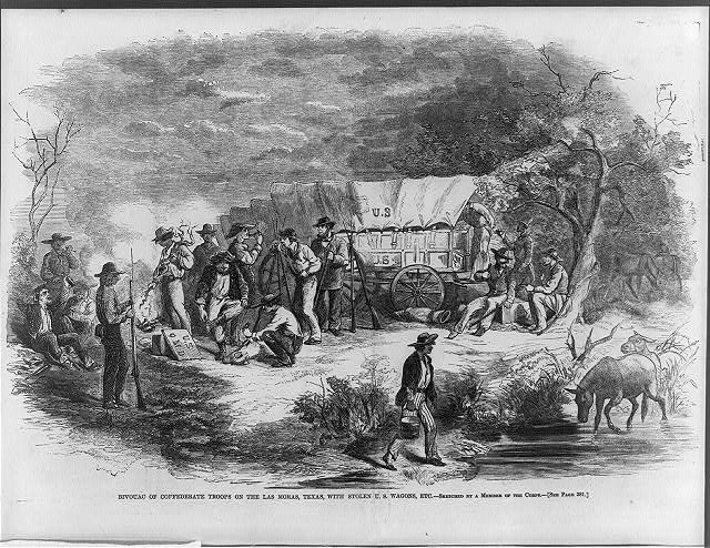 Bivouac of Confederate Troops on the Las Moras, Texas...