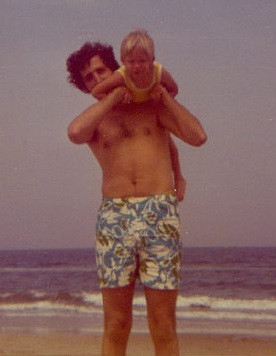Ben at the beach with his son in 1972.
