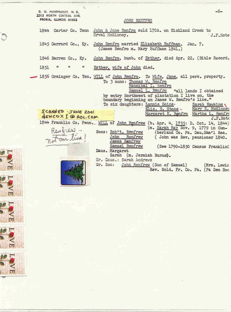 John Renfro records (7-10) - D. O. Manschardt, MD