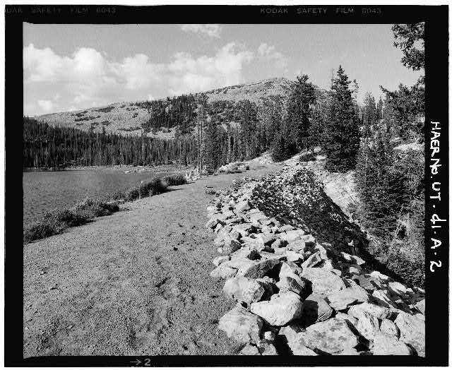 2. VIEW SHOWING CREST AND DOWNSTREAM FACE OF DAM, LOOKING...
