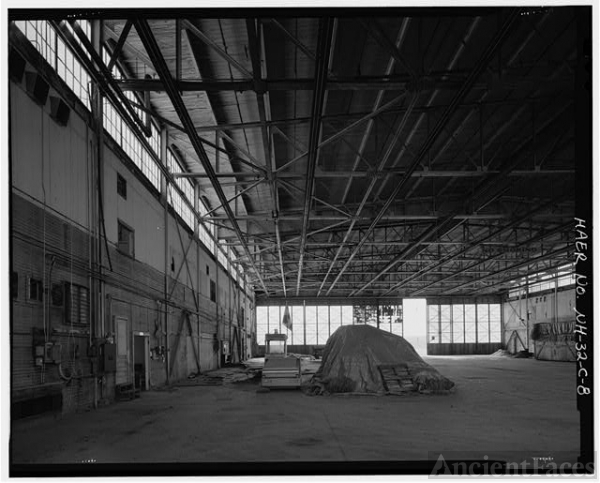 8. Interior view of open hangar area looking southeast.