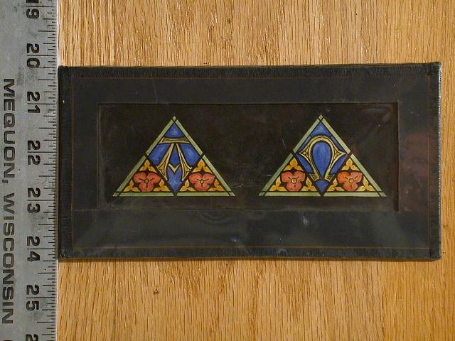 [Design drawing for stained glass triangular windows in...