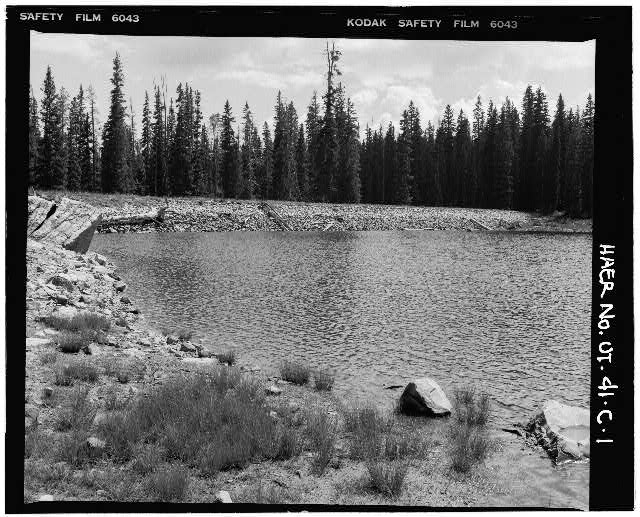 1. OVERALL VIEW OF LAKE AND DAM, SHOWING UPSTREAM FACE,...