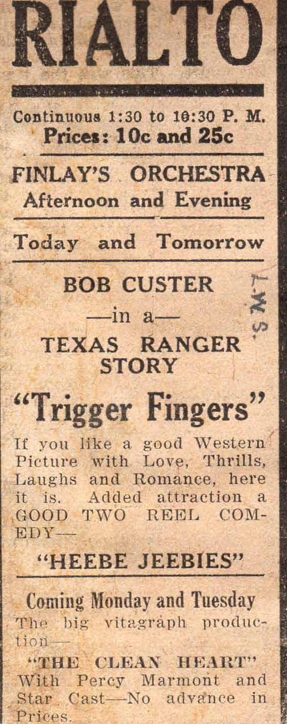 Bob Custer, Silent Screen Star