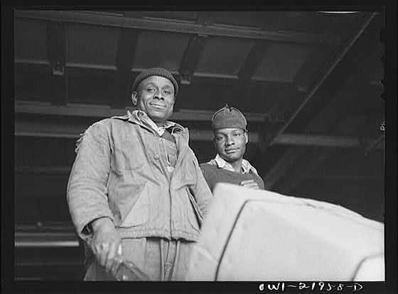 Charlotte, North Carolina. Loading platform workers at...