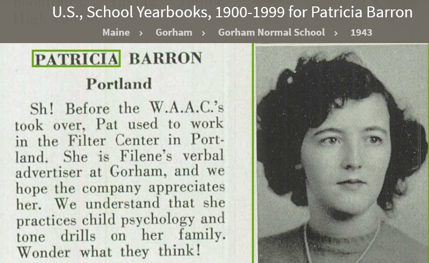 Patricia Collins Barron-Donovan--U.S., School Yearbooks, 1900-1999(1943)