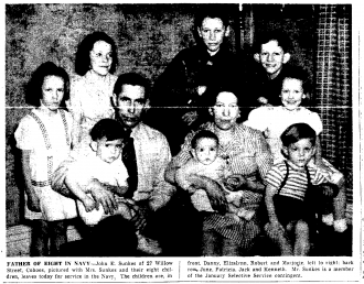 John & Josephine (Hines) Sunkes family, 1944