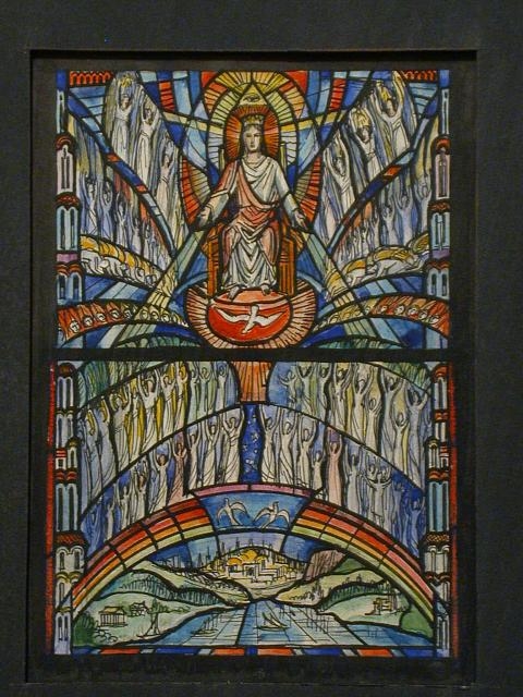 [Design drawing for stained glass Te Deum Window with all...
