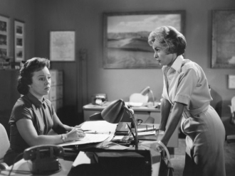 Pat Hitchcock in PSYCHO with Janet Leigh.