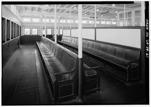 21. View athwartships, passenger deck seating, forward...