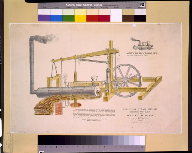 The first steam engine designed and built in the United...
