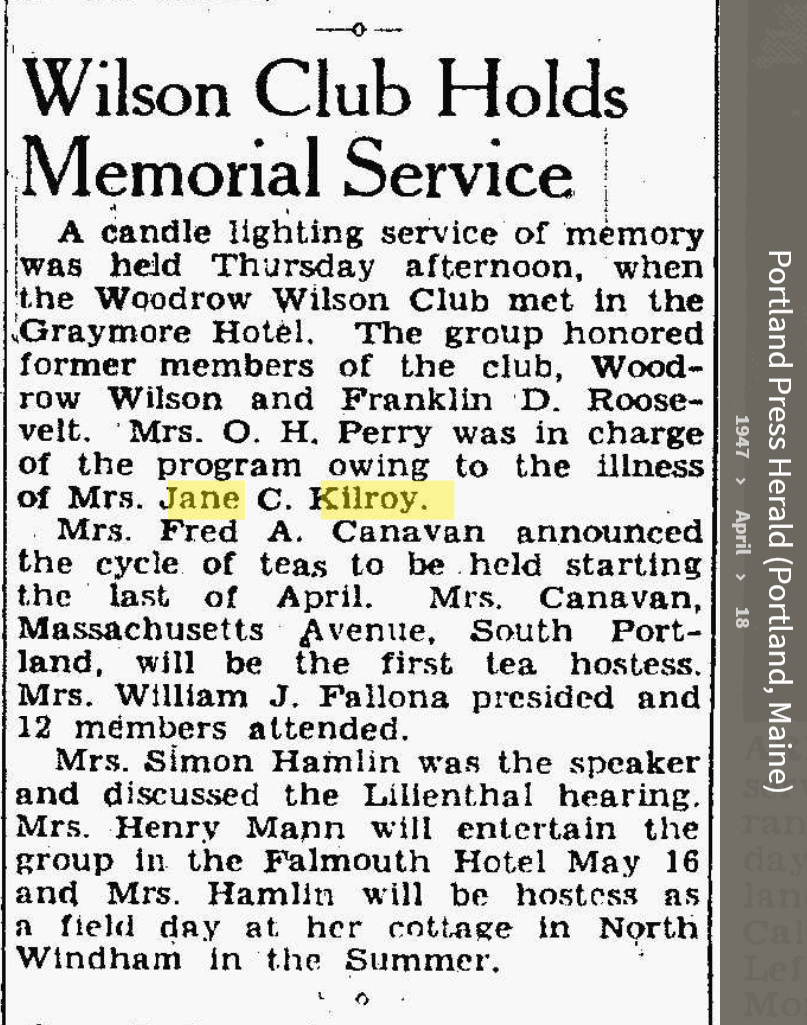 Jane Agnes-Jennie- Callan-Kilroy--Portland Press Herald (Portland, Maine)(14 apr 1947)