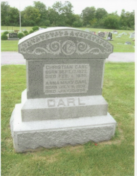 The Tombstone of Christian Carl aka Henry F. Carl (17 Sep 1822-4 Feb 1895) and His Wife, Anna Mary Selbert (11 July 1832-20 July 1898)