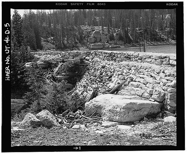 5. VIEW OF DOWNSTREAM FACE OF DAM, SHOWING OUTLET GATE...
