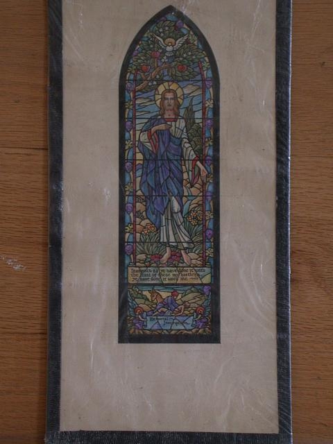 [Design drawing for stained glass window showing Christ...