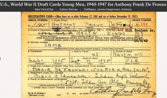 Anthony Frank Defronzo Sr --U.S., World War II Draft Cards Young Men, 1940-1947