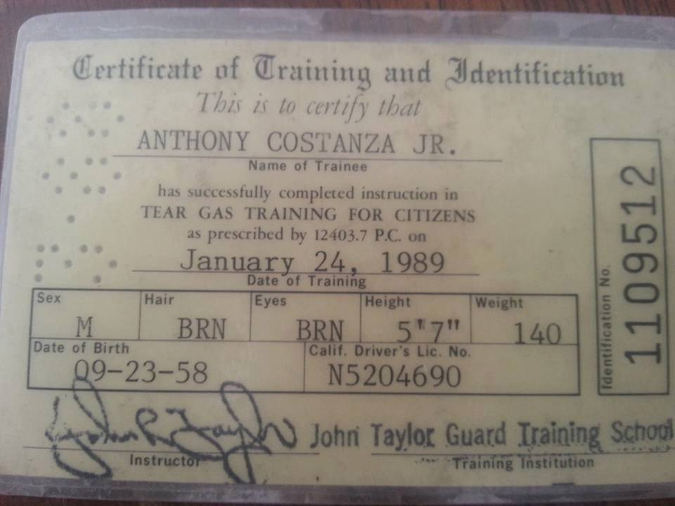 Anthony Costanza Jr. Tear Gas Training