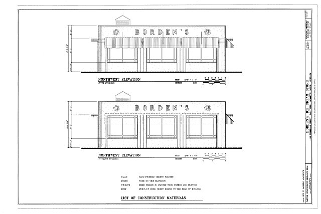 Northwest Elevation - Borden's Ice Cream Store, 1103...