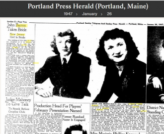 Doris Rose (Kemery) Barron --Portland Press Herald (Portland, Maine)(26 jan 1947)