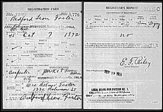 Bedford Foster Registration Card