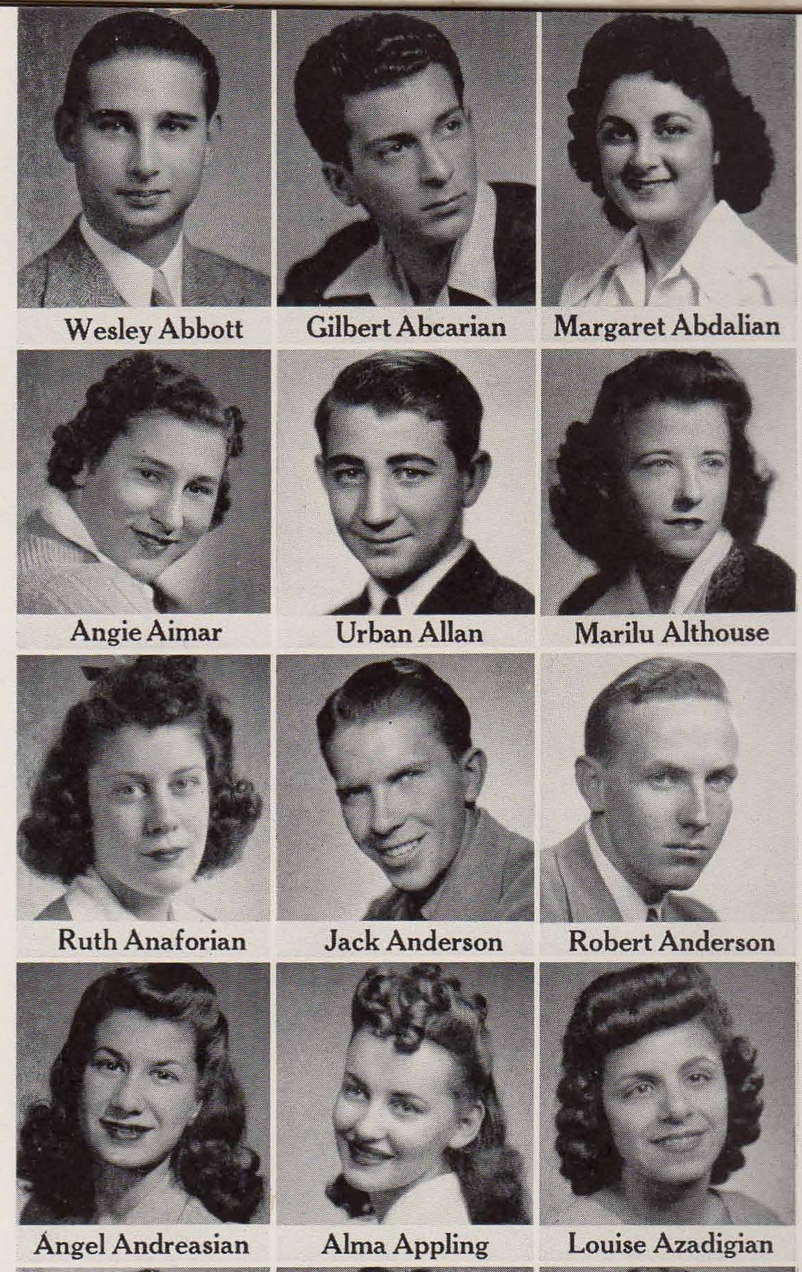 Gilbert Abearian, 1942 Seniors from Fresno
