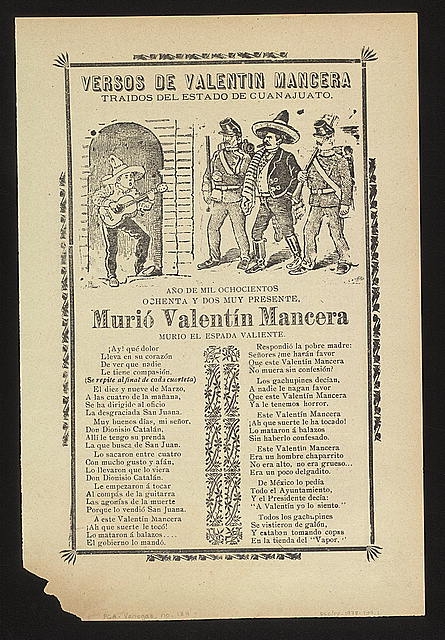 Versos de Valentín Mancera traidos del estado de Guanajuato