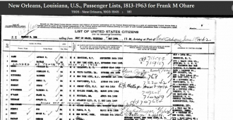 Francis Maynes O'Hare --New Orleans, Louisiana, U.S., Passenger Lists, 1813-1963 (19 may 1942)