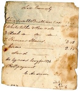 Chadwell Brittain 1842 Property Tax Receipt including slaves