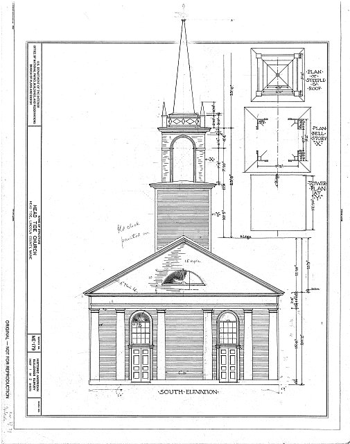 HABS ME,8-HETI,2- (sheet 1 of 2) - Head Tide Church, Head...