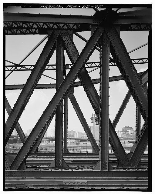 Detail of central span showing typical post trusses. -...