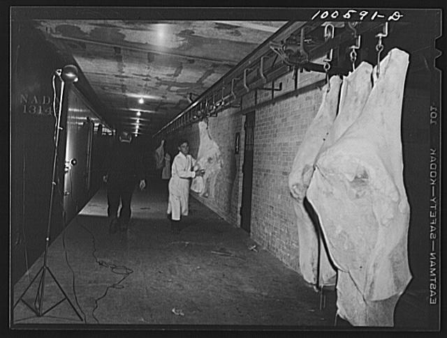 Washington, D.C. Unloading a meat train at the District...