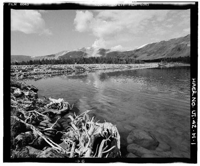 1. OVERALL VIEW OF FIVE POINT LAKE AND DAM, SHOWING...