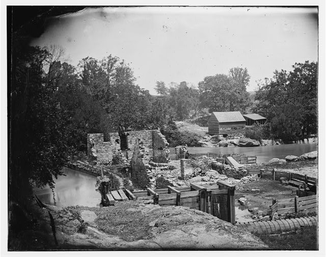 Richmond, Virginia (vicinity). Mill on James river and...