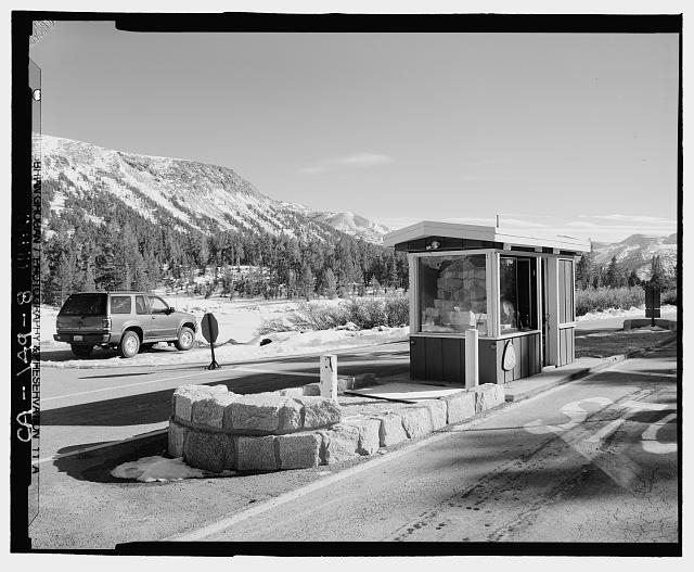 8. TIOGA PASS ENTRANCE STATION. LOOKING SSE. GIS: N-37 54...