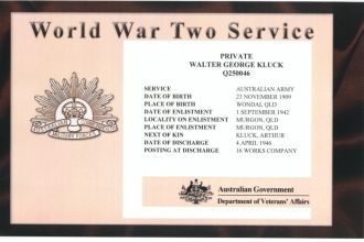 Walter George Kluck service certificate