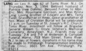 Leo Lang Obituary in Asbury Park Press