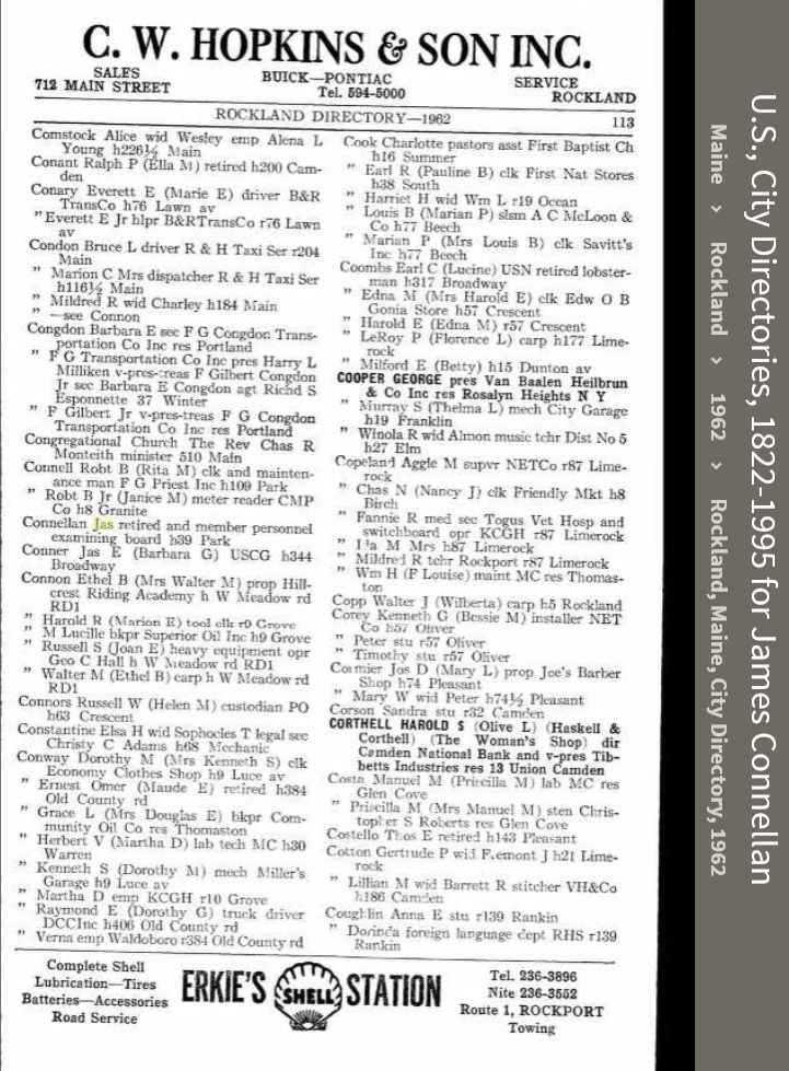 James J Connellan--U.S., City Directories, 1822-1995(1962)