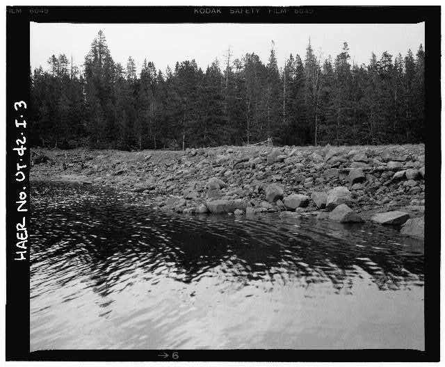 3. VIEW OF UPSTREAM FACE OF DAM, SHOWING OUTLET GATE,...